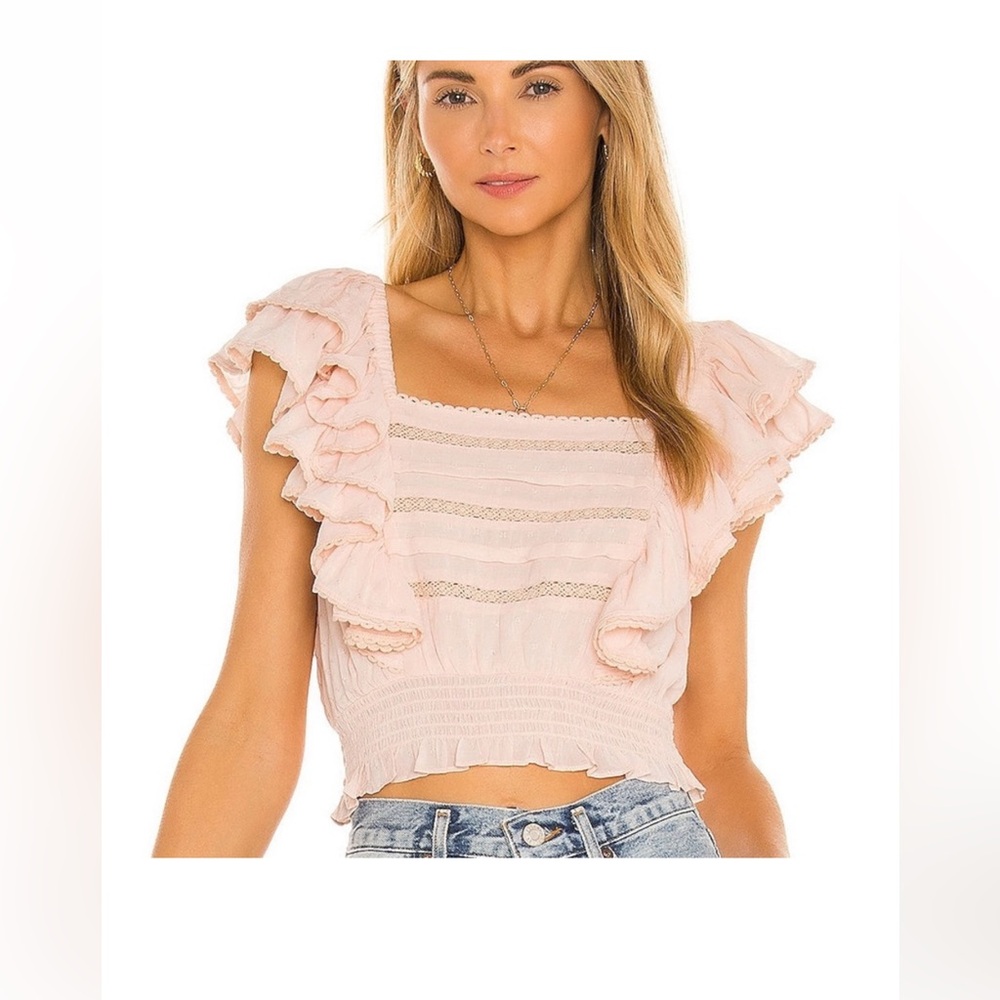 Tularosa dahlia Pink Ruffle Top